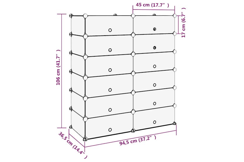 vidaXL 340563 Shoe Rack Black 94.5x36.5x106cm Pp vidaXL 340563 Shoe Rack Black 94.5x36.5x106cm Pp
