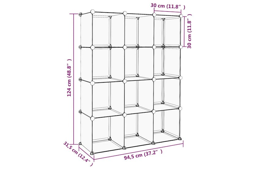 vidaXL 340550 Storage Cube Organiser With 12 Cubes Transparent Pp vidaXL 340550 Storage Cube Organiser With 12 Cubes Transparent Pp