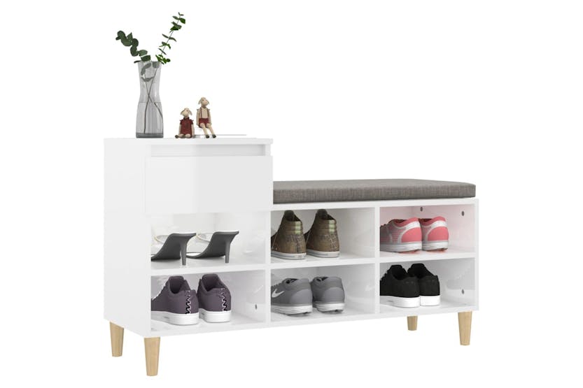 vidaXL 821206 Shoe Cabinet High Gloss White 102x36x60cm Engineered Wood vidaXL 821206 Shoe Cabinet High Gloss White 102x36x60cm Engineered Wood