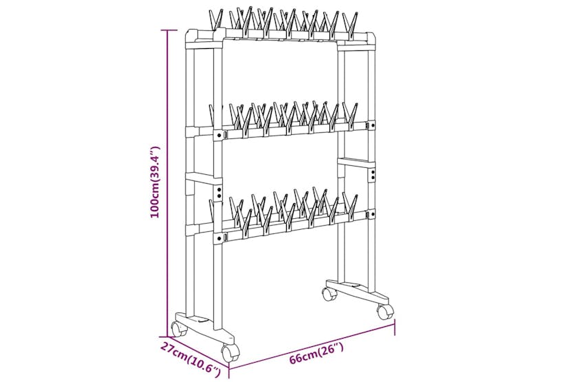 vidaXL 344371 Shoe Rack With Wheels Silver 66x27x100cm vidaXL 344371 Shoe Rack With Wheels Silver 66x27x100cm