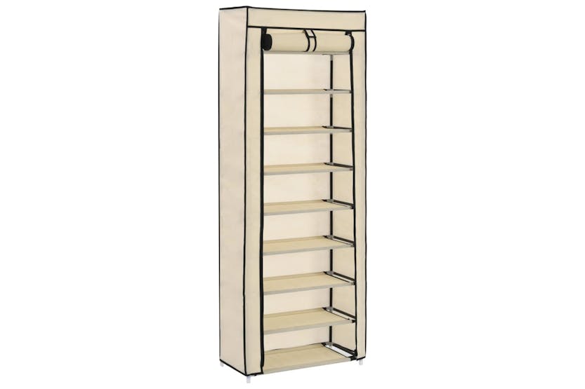 vidaXL 282431 Shoe Cabinet With Cover Cream 57x29x162cm Fabric vidaXL 282431 Shoe Cabinet With Cover Cream 57x29x162cm Fabric