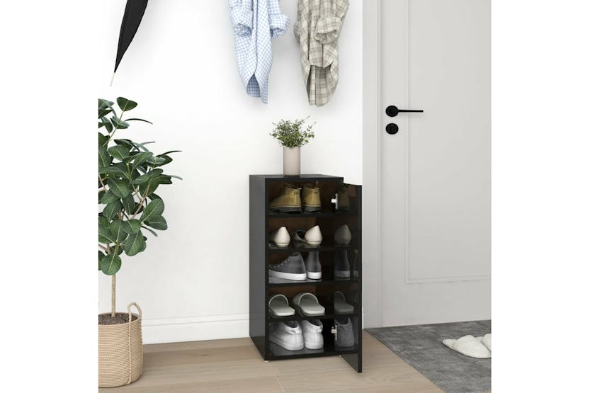 vidaXL 808969 Shoe Cabinets 2 Pcs High Gloss Black 32x35x70cm Engineered Wood vidaXL 808969 Shoe Cabinets 2 Pcs High Gloss Black 32x35x70cm Engineered Wood