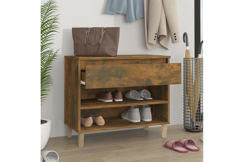 vidaXL 819761 Shoe Cabinet Smoked Oak 70x36x60cm Engineered Wood vidaXL 819761 Shoe Cabinet Smoked Oak 70x36x60cm Engineered Wood