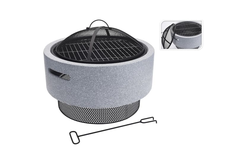 Progarden Fire Bowl With Bbq Rack Round Light Grey 52x18.5 Cm Progarden Fire Bowl With Bbq Rack Round Light Grey 52x18.5 Cm