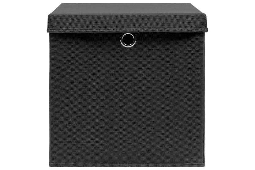 vidaXL 325190 Storage Boxes With Covers 10 Pcs 28x28x28cm Black vidaXL 325190 Storage Boxes With Covers 10 Pcs 28x28x28cm Black