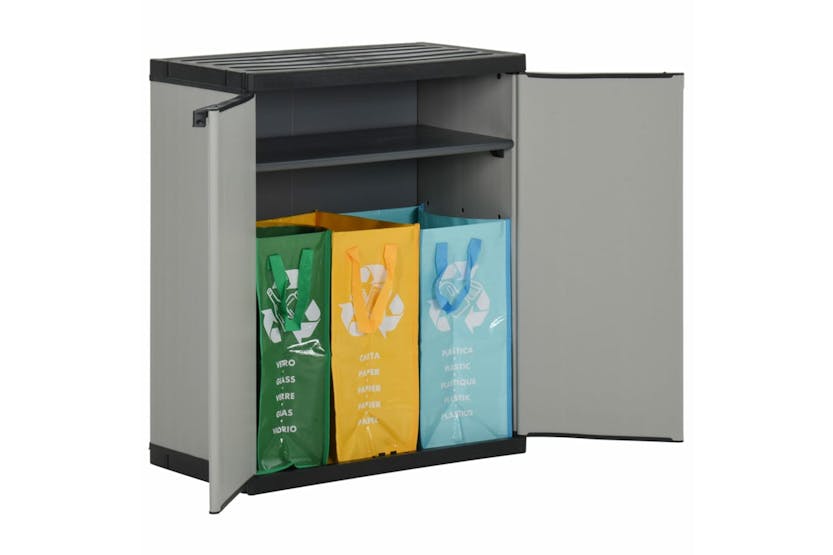 vidaXL 340987 Garden Waste Cabinet Grey And Black 68x40x85cm Pp vidaXL 340987 Garden Waste Cabinet Grey And Black 68x40x85cm Pp