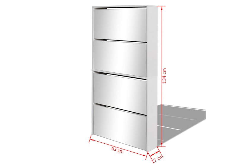vidaXL 273936 Shoe Cabinet 4-layer Mirror White 63x17x134cm vidaXL 273936 Shoe Cabinet 4-layer Mirror White 63x17x134cm