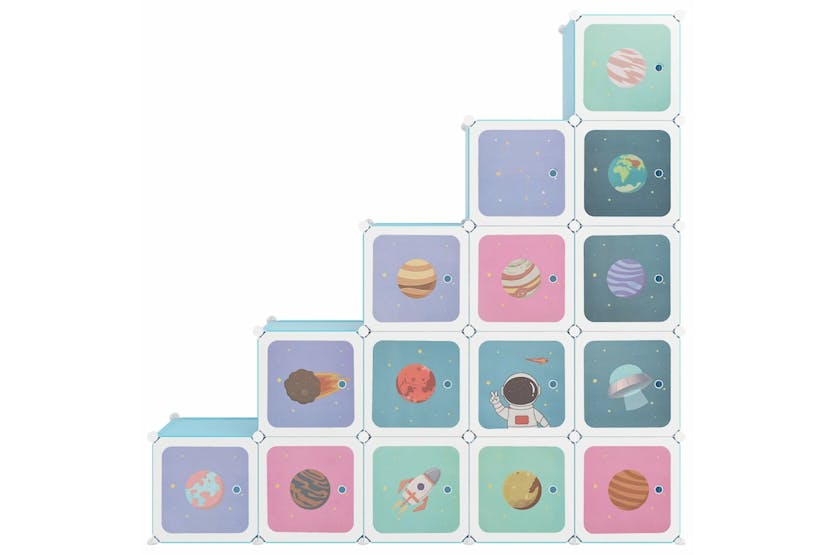 vidaXL 340576 Cube Storage Cabinet For Kids With 15 Cubes Blue Pp vidaXL 340576 Cube Storage Cabinet For Kids With 15 Cubes Blue Pp