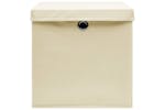 vidaXL 325216 Storage Boxes With Covers 4 Pcs 28x28x28cm Cream vidaXL 325216 Storage Boxes With Covers 4 Pcs 28x28x28cm Cream