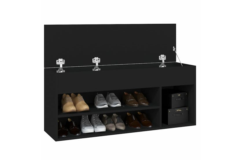 vidaXL 808757 Shoe Bench Black 105x30x45cm Engineered Wood vidaXL 808757 Shoe Bench Black 105x30x45cm Engineered Wood