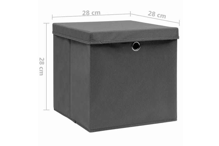 vidaXL 325192 Storage Boxes With Covers 4 Pcs 28x28x28cm Grey vidaXL 325192 Storage Boxes With Covers 4 Pcs 28x28x28cm Grey
