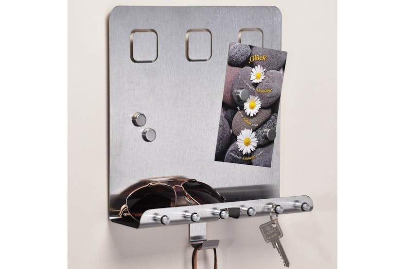 Hi 435315 Key Holder Memo Board Silver 28.5x25x8 Cm Hi 435315 Key Holder Memo Board Silver 28.5x25x8 Cm