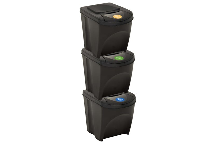 vidaXL 316184 Stackable Dustbins 3 Pcs Anthracite 75 L vidaXL 316184 Stackable Dustbins 3 Pcs Anthracite 75 L