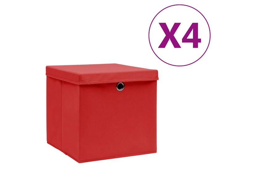 vidaXL 325220 Storage Boxes With Covers 4 Pcs 28x28x28cm Red vidaXL 325220 Storage Boxes With Covers 4 Pcs 28x28x28cm Red