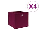 vidaXL 325199 Storage Boxes 4 Pcs Non-woven Fabric 28x28x28cm Dark Red vidaXL 325199 Storage Boxes 4 Pcs Non-woven Fabric 28x28x28cm Dark Red