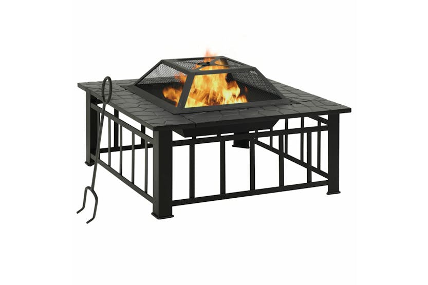 vidaXL 311888 Garden Fire Pit With Poker 81x81x47cm Xxl Steel vidaXL 311888 Garden Fire Pit With Poker 81x81x47cm Xxl Steel