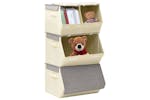 vidaXL 332901 Stackable Storage Box Set Of 4 Pieces Fabric Grey & Cream vidaXL 332901 Stackable Storage Box Set Of 4 Pieces Fabric Grey & Cream