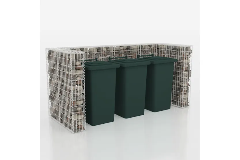 vidaXL 142560 Gabion Triple Wheelie Bin Surround Steel 250x100x120cm vidaXL 142560 Gabion Triple Wheelie Bin Surround Steel 250x100x120cm