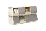 vidaXL 332895 Stackable Storage Boxes With Lid Set Of 8 Pcs Fabric Grey&cream vidaXL 332895 Stackable Storage Boxes With Lid Set Of 8 Pcs Fabric Grey&cream