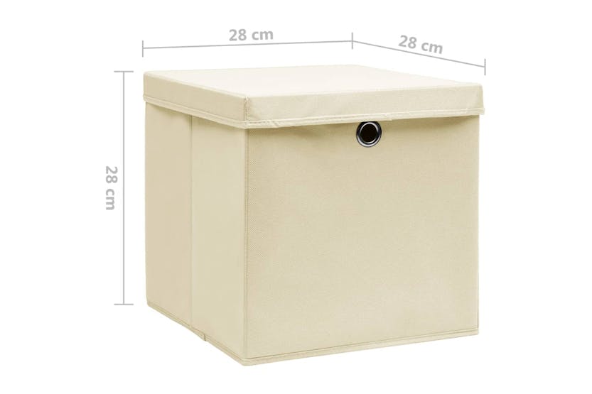 vidaXL 325218 Storage Boxes With Covers 10 Pcs 28x28x28cm Cream vidaXL 325218 Storage Boxes With Covers 10 Pcs 28x28x28cm Cream