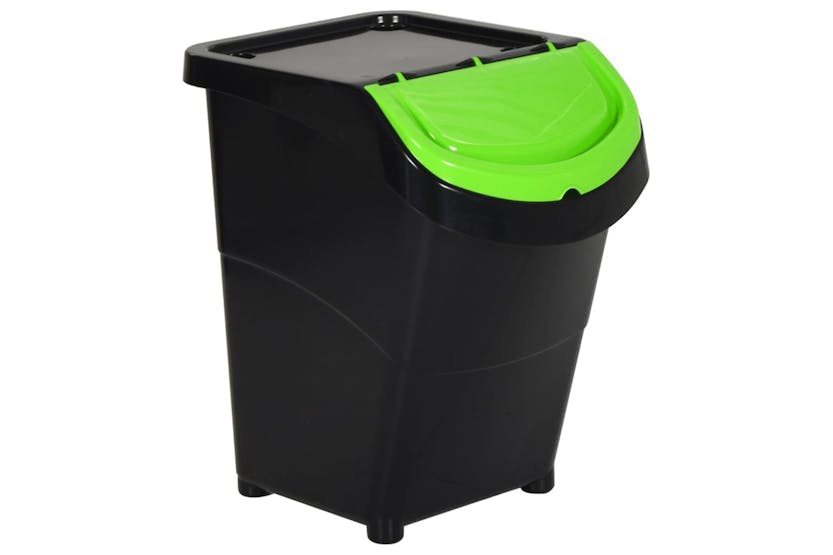 vidaXL 364071 Stackable Waste Bins With Lids 3 Pcs Black Pp 120 L vidaXL 364071 Stackable Waste Bins With Lids 3 Pcs Black Pp 120 L