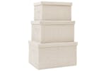 vidaXL 332920 Stackable Storage Box Set Of 3 Piece Fabric Cream vidaXL 332920 Stackable Storage Box Set Of 3 Piece Fabric Cream