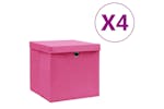 vidaXL 325204 Storage Boxes With Covers 4 Pcs 28x28x28cm Pink vidaXL 325204 Storage Boxes With Covers 4 Pcs 28x28x28cm Pink