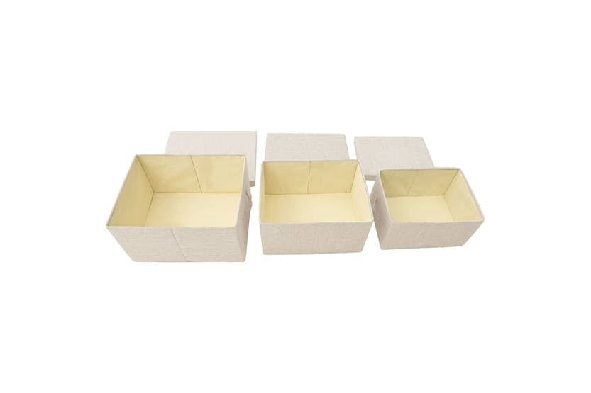 vidaXL 332920 Stackable Storage Box Set Of 3 Piece Fabric Cream vidaXL 332920 Stackable Storage Box Set Of 3 Piece Fabric Cream