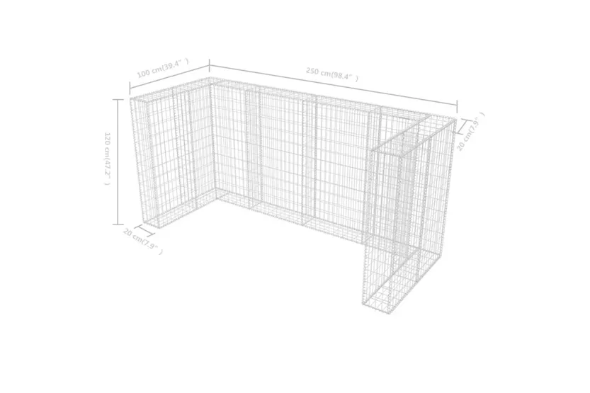 vidaXL 142560 Gabion Triple Wheelie Bin Surround Steel 250x100x120cm vidaXL 142560 Gabion Triple Wheelie Bin Surround Steel 250x100x120cm