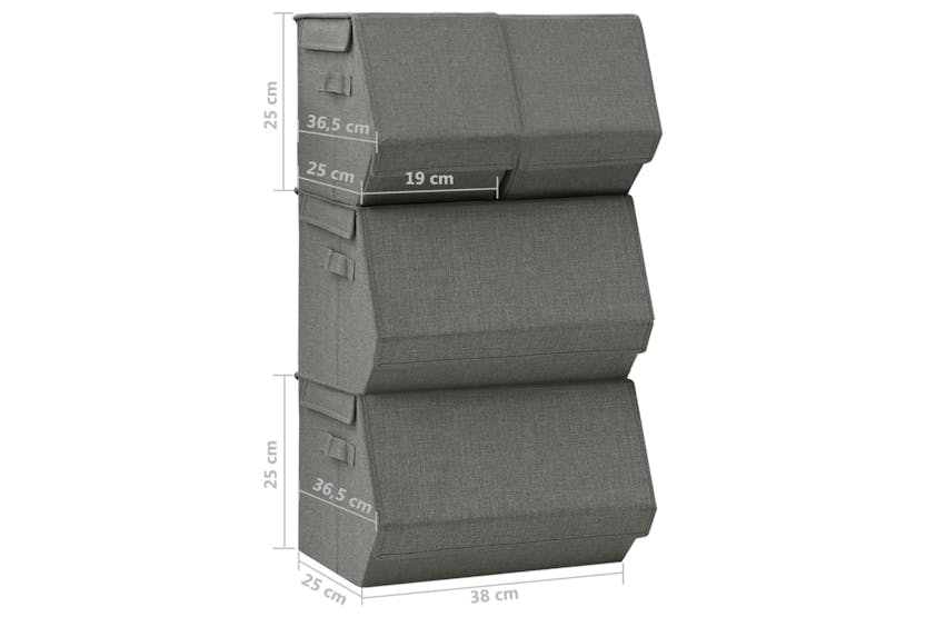 vidaXL 332902 Stackable Storage Box Set Of 4 Pieces Fabric Anthracite vidaXL 332902 Stackable Storage Box Set Of 4 Pieces Fabric Anthracite