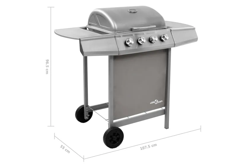vidaXL 3053626 Gas Bbq Grill With 4 Burners Silver vidaXL 3053626 Gas Bbq Grill With 4 Burners Silver