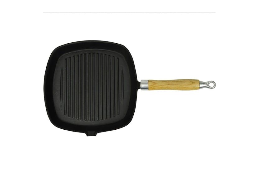 vidaXL 50125 Grill Pan With Wooden Handle Cast Iron 20x20cm vidaXL 50125 Grill Pan With Wooden Handle Cast Iron 20x20cm