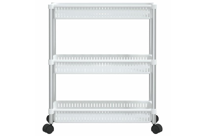 vidaXL 344380 3-tier Storage Trolley Silver And White Aluminium vidaXL 344380 3-tier Storage Trolley Silver And White Aluminium