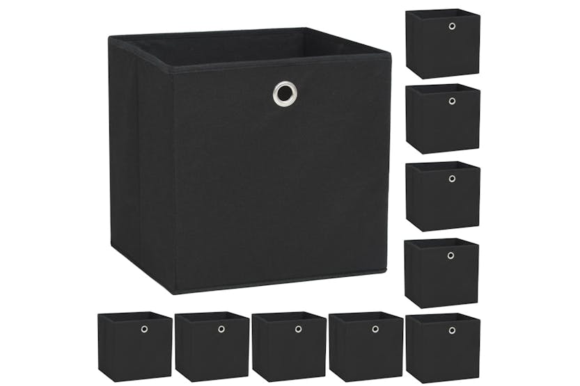 vidaXL 245746 Storage Boxes 10 Pcs Non-woven Fabric 32x32x32cm Black vidaXL 245746 Storage Boxes 10 Pcs Non-woven Fabric 32x32x32cm Black