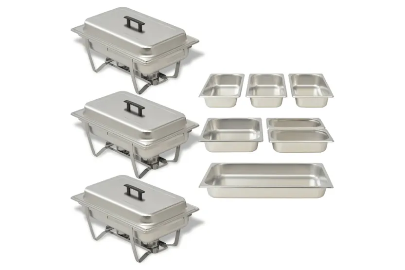 vidaXL 50529 3 Piece Chafing Dish Set Stainless Steel vidaXL 50529 3 Piece Chafing Dish Set Stainless Steel