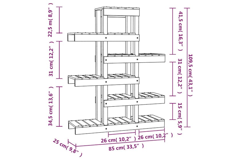 vidaXL 822090 Plant Stand Honey Brown 85x25x109.5cm Solid Wood Pine vidaXL 822090 Plant Stand Honey Brown 85x25x109.5cm Solid Wood Pine