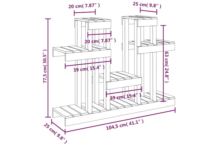vidaXL 822098 Plant Stand White 104.5x25x77.5cm Solid Wood Pine vidaXL 822098 Plant Stand White 104.5x25x77.5cm Solid Wood Pine
