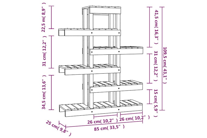 vidaXL 822088 Plant Stand White 85x25x109.5cm Solid Wood Pine vidaXL 822088 Plant Stand White 85x25x109.5cm Solid Wood Pine