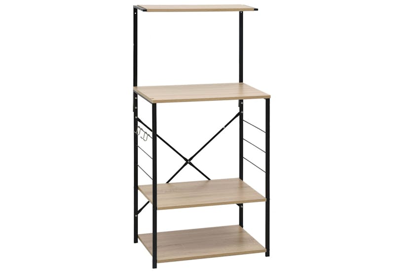 vidaXL 288239 Microwave Cabinet Black And Oak 60x39.6x123cm Engineered Wood vidaXL 288239 Microwave Cabinet Black And Oak 60x39.6x123cm Engineered Wood