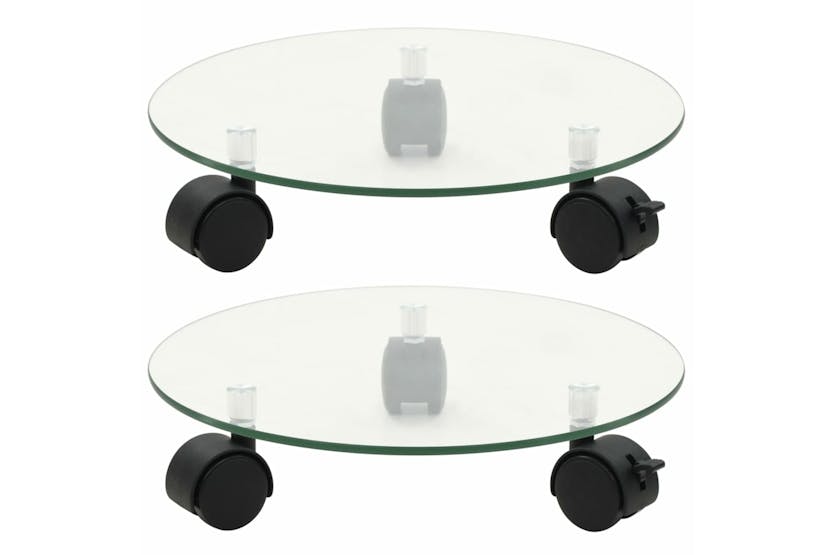 vidaXL 245691 Plant Rollers 2 Pcs Tempered Glass 28cm Round vidaXL 245691 Plant Rollers 2 Pcs Tempered Glass 28cm Round