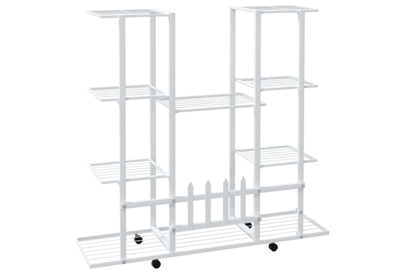vidaXL 343122 Flower Stand With Wheels 94.5x24.5x91.5cm White Iron vidaXL 343122 Flower Stand With Wheels 94.5x24.5x91.5cm White Iron