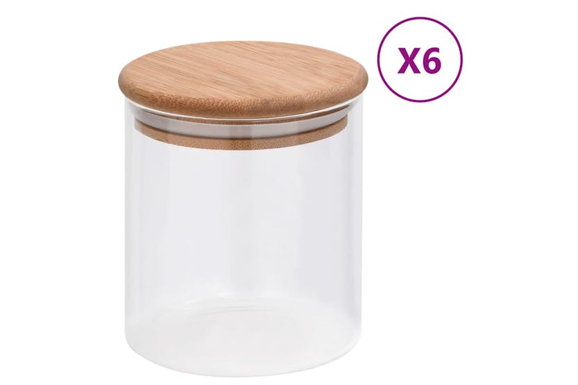 vidaXL 150694 Storage Glass Jars With Bamboo Lid 6 Pcs 600 Ml vidaXL 150694 Storage Glass Jars With Bamboo Lid 6 Pcs 600 Ml
