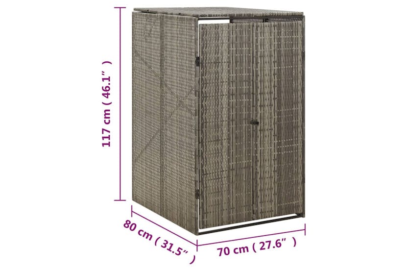 vidaXL 319864 Single Wheelie Bin Shed Grey 70x80x117cm Poly Rattan vidaXL 319864 Single Wheelie Bin Shed Grey 70x80x117cm Poly Rattan