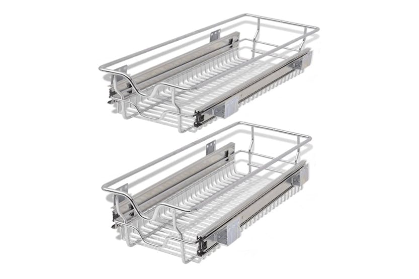 Vidaxl Pull-out Wire Baskets 2 Pcs Silver 300 Mm Vidaxl Pull-out Wire Baskets 2 Pcs Silver 300 Mm