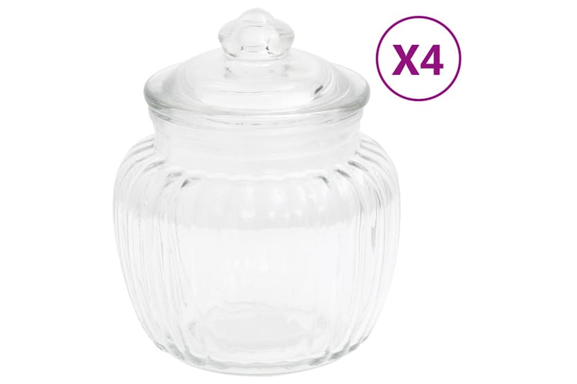 vidaXL 150711 Storage Jars 4 Pcs 500 Ml Glass vidaXL 150711 Storage Jars 4 Pcs 500 Ml Glass