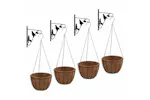 vidaXL 3188013 Hanging Basket Brackets With Planters 4 Pcs Black Steel vidaXL 3188013 Hanging Basket Brackets With Planters 4 Pcs Black Steel