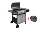 vidaXL 273790 Gas Barbecue Grill 4+1 Cooking Zone Black And Silver vidaXL 273790 Gas Barbecue Grill 4+1 Cooking Zone Black And Silver
