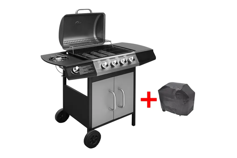 vidaXL 273790 Gas Barbecue Grill 4+1 Cooking Zone Black And Silver vidaXL 273790 Gas Barbecue Grill 4+1 Cooking Zone Black And Silver