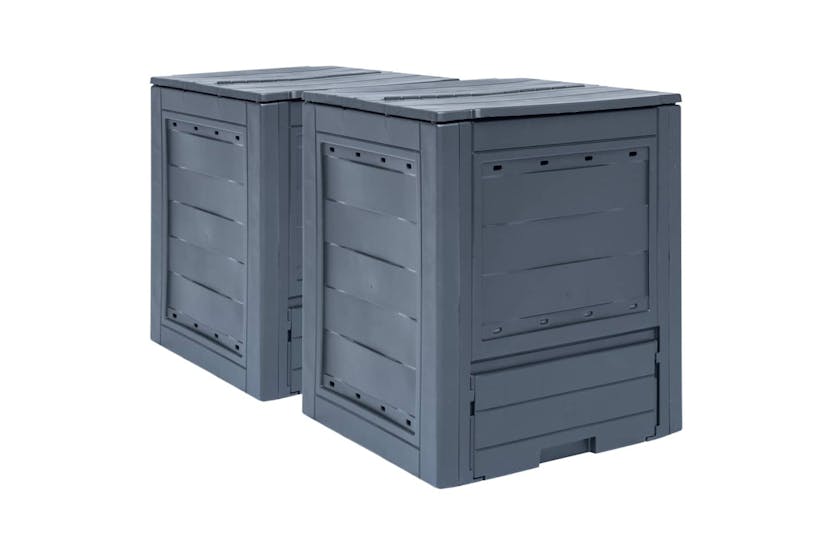 vidaXL 278919 Garden Composters 2 Pcs Grey 60x60x73cm 520 L vidaXL 278919 Garden Composters 2 Pcs Grey 60x60x73cm 520 L
