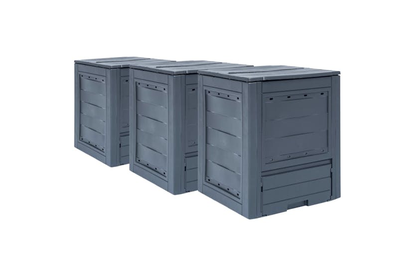 vidaXL 278920 Garden Composters 3 Pcs Grey 60x60x73cm 780 L vidaXL 278920 Garden Composters 3 Pcs Grey 60x60x73cm 780 L